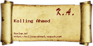 Kolling Ahmed névjegykártya